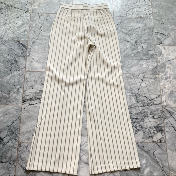 ZARA Cream Ecru Navy Blue Stripe Wide Leg Pants - Picture 10 of 11